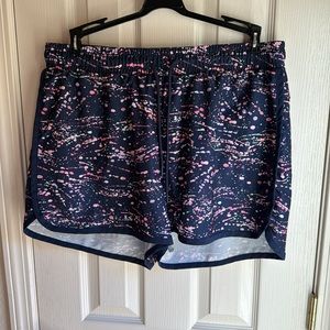 NWOT IDEOLOGY BLUE/PINK SPOTTED PRINT RUNNING SHORTS  SZ XL